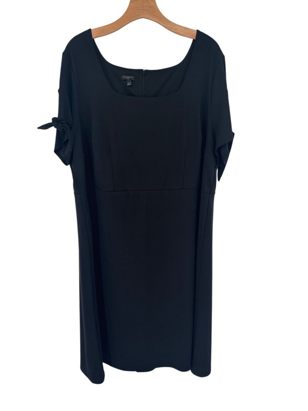 Talbots Black Short-Sleeve Tie-Detail Sheath Dress Size 2X plus womens career